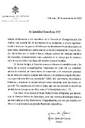 XVI. Benedek pápa levele